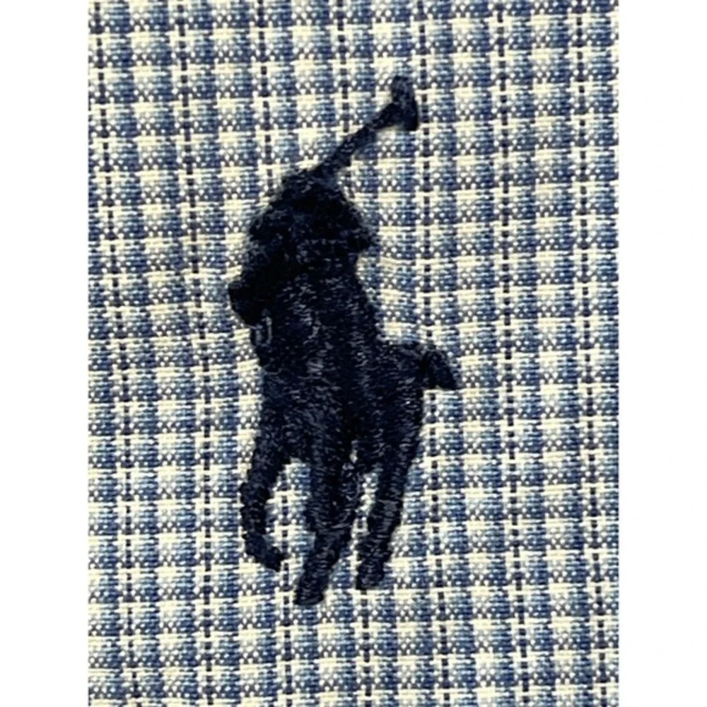 Polo Ralph Lauren Blake Shirt Mens XXL Blue White Micro Check Cotton‎ coastal